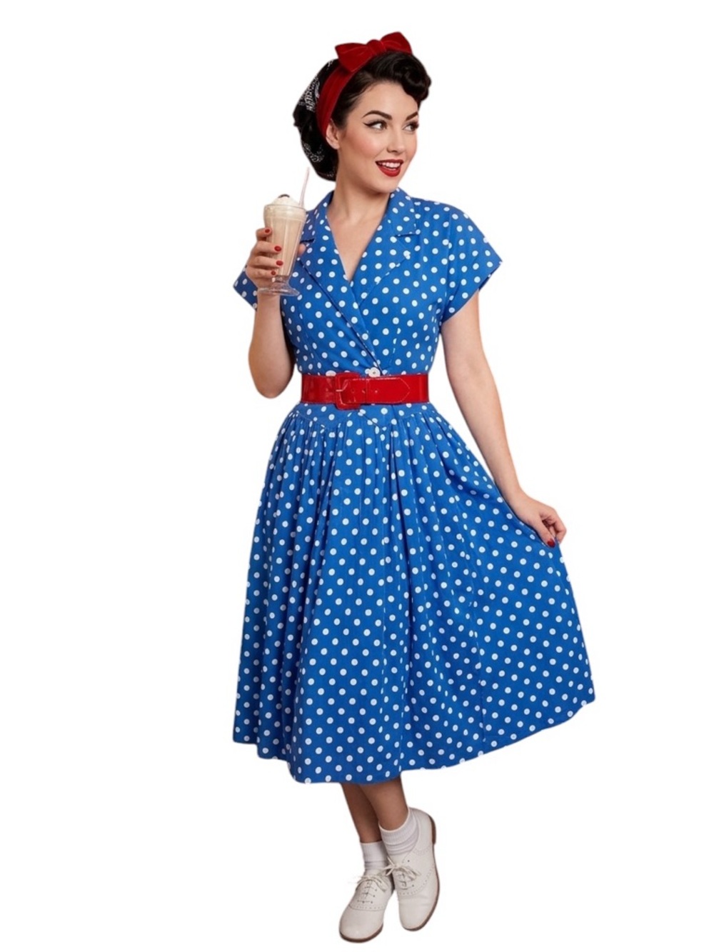 Vintage Rhonda Harness Rockabilly, Retro, Polka Dot Midi Dress, I Love  Lucy
